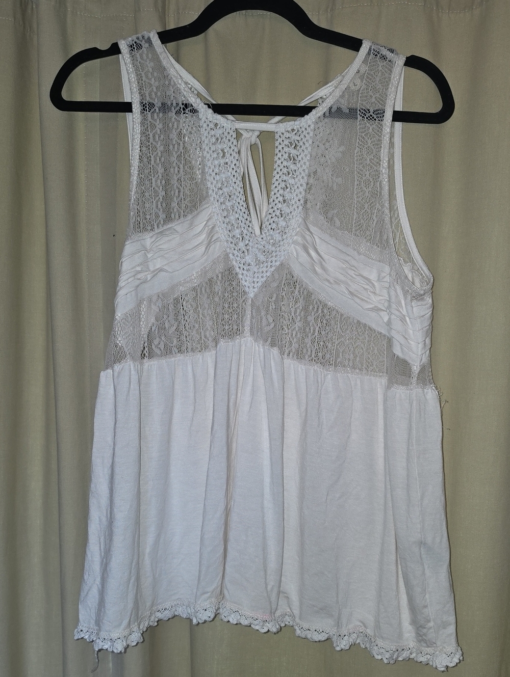 POL White Lace-Inset Tie-Back Sleeveless Camisole